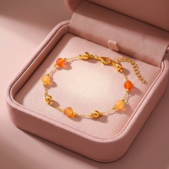 Natural Stone Beaded Chain Bracelet | Luxe6581