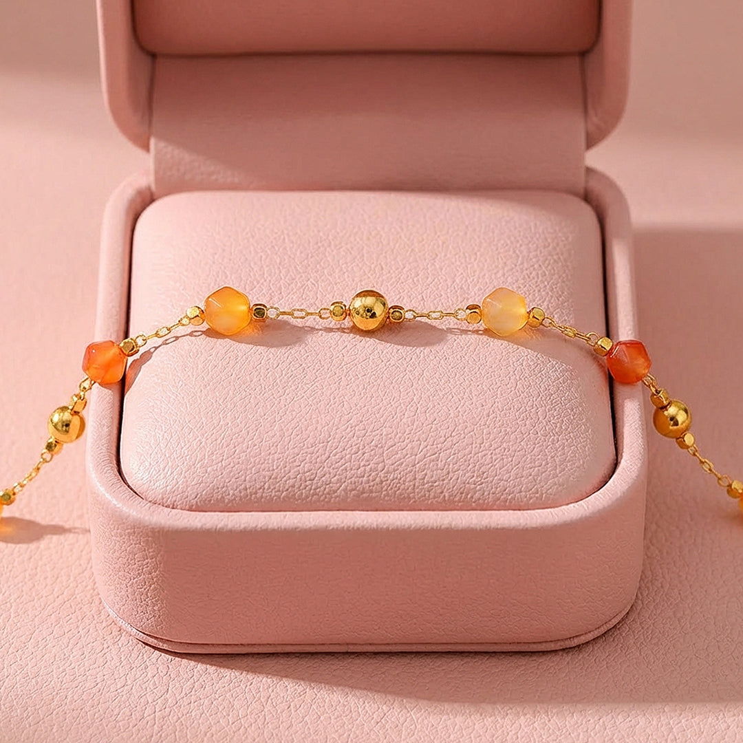 Natural Stone Beaded Chain Bracelet | Luxe6581