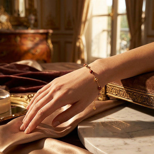 Natural Stone Beaded Chain Bracelet | Luxe6581