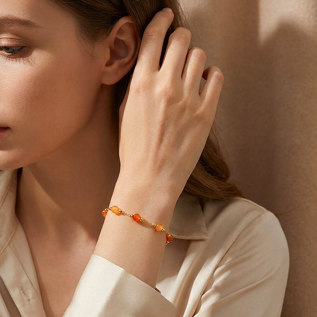 Natural Stone Beaded Chain Bracelet | Luxe6581