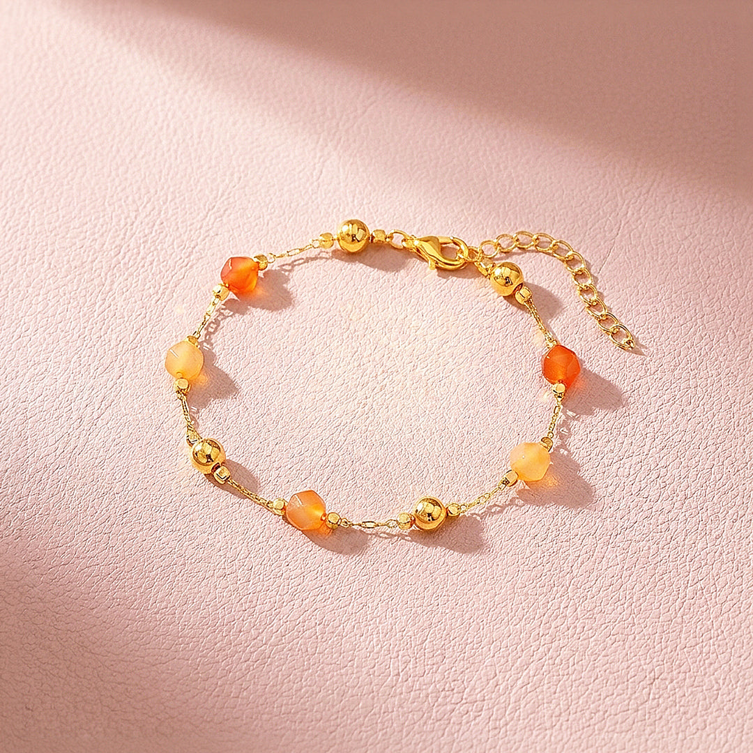 Natural Stone Beaded Chain Bracelet | Luxe6581