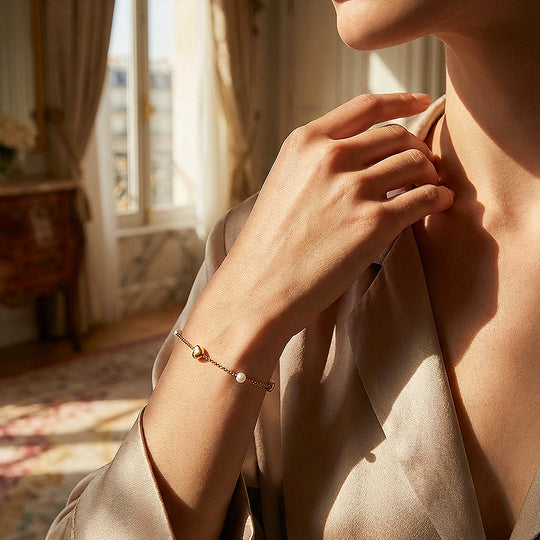 Puffy Heart &amp; Pearl Chain Bracelet | Luxe6583