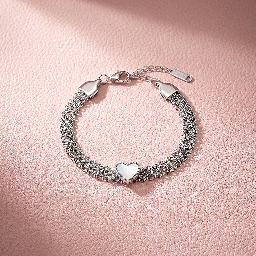 Multi-Strand Heart Mother of Pearl Bracelet | Luxe6587