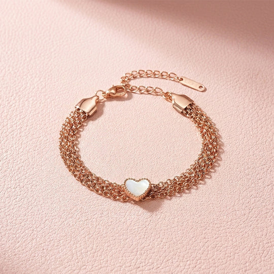 Multi-Strand Heart Mother of Pearl Bracelet | Luxe6587