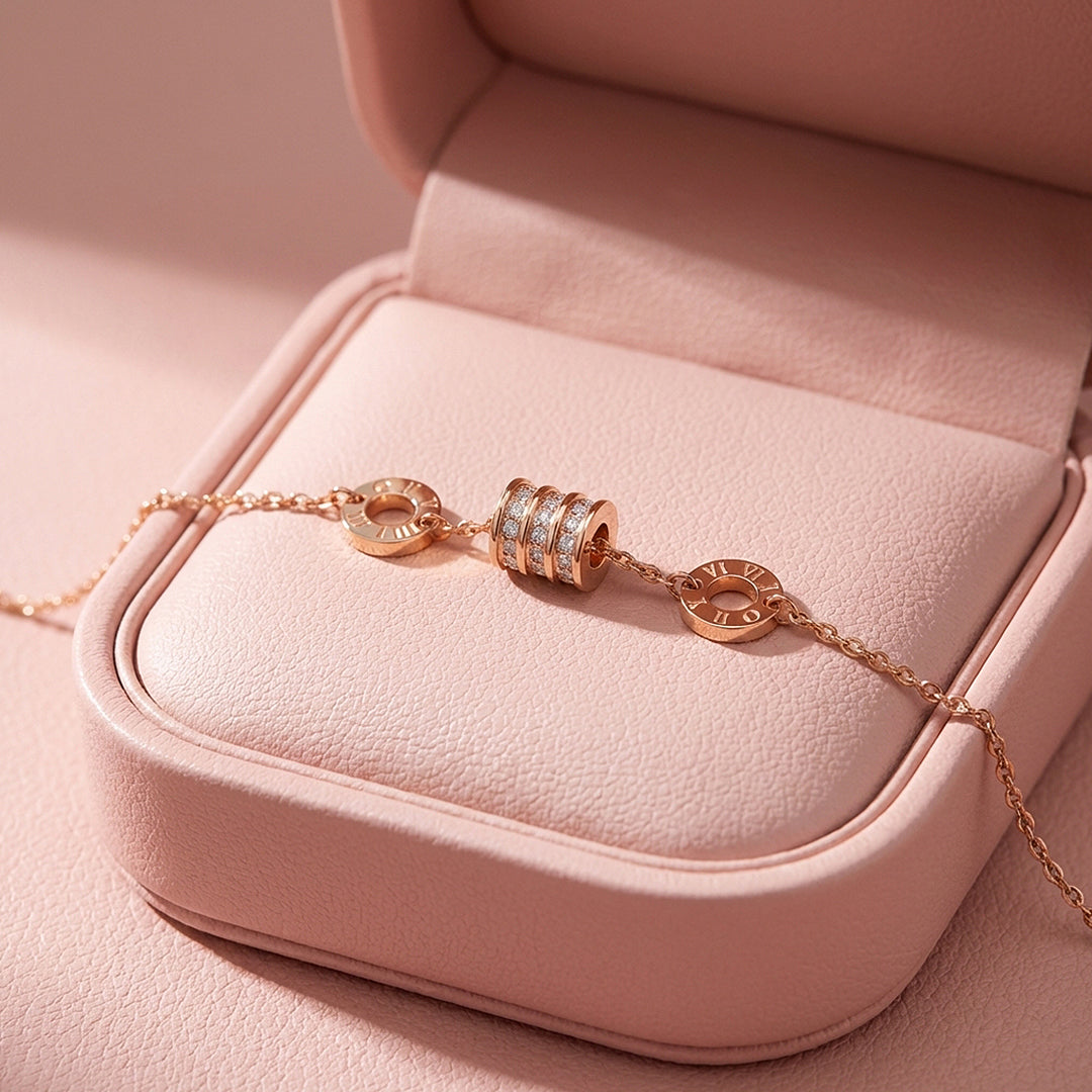 Pavé Barrel Roman Numeral Chain Bracelet | Luxe6589