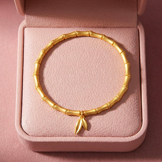 Bamboo Joint Leaf Charm Stretch Bracelet | Luxe6592