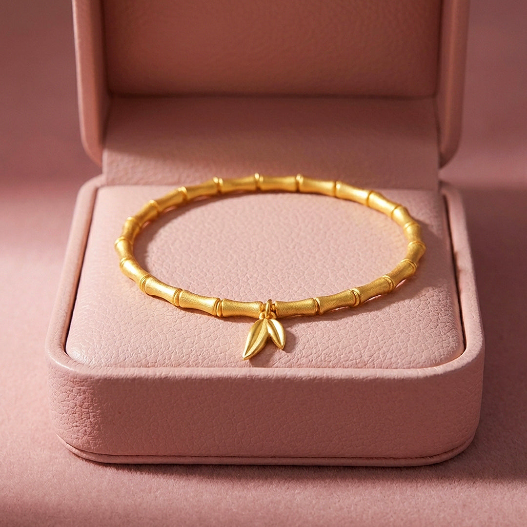 Bamboo Joint Leaf Charm Stretch Bracelet | Luxe6592