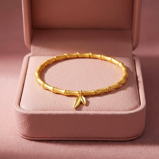 Bamboo Joint Leaf Charm Stretch Bracelet | Luxe6592