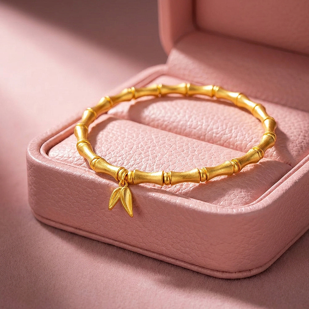 Bamboo Joint Leaf Charm Stretch Bracelet | Luxe6592