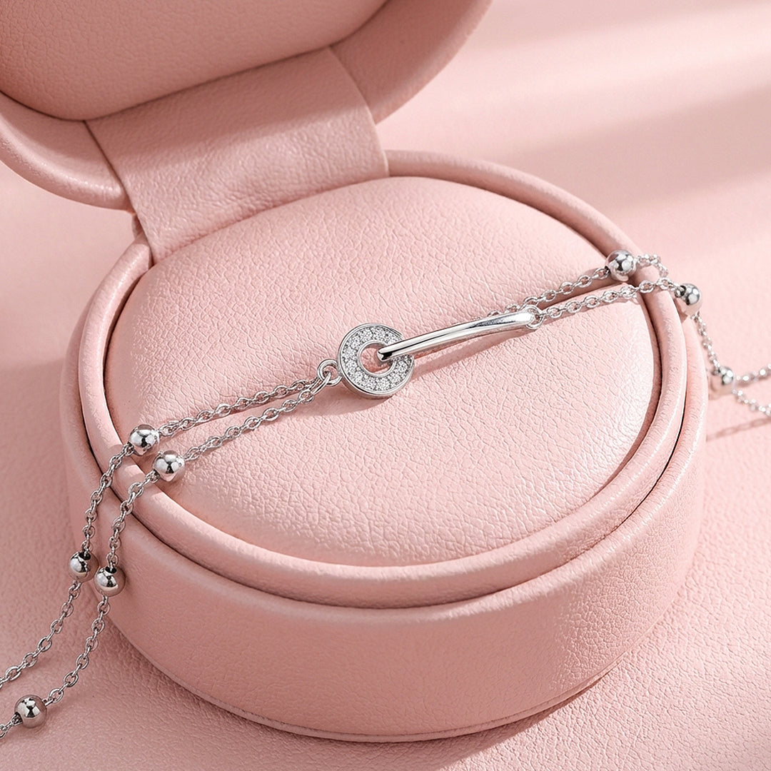 Pavé Circle Bar Double Layer Bracelet | Luxe6594