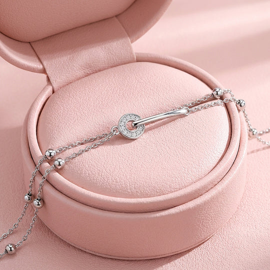 Pavé Circle Bar Double Layer Bracelet | Luxe6594