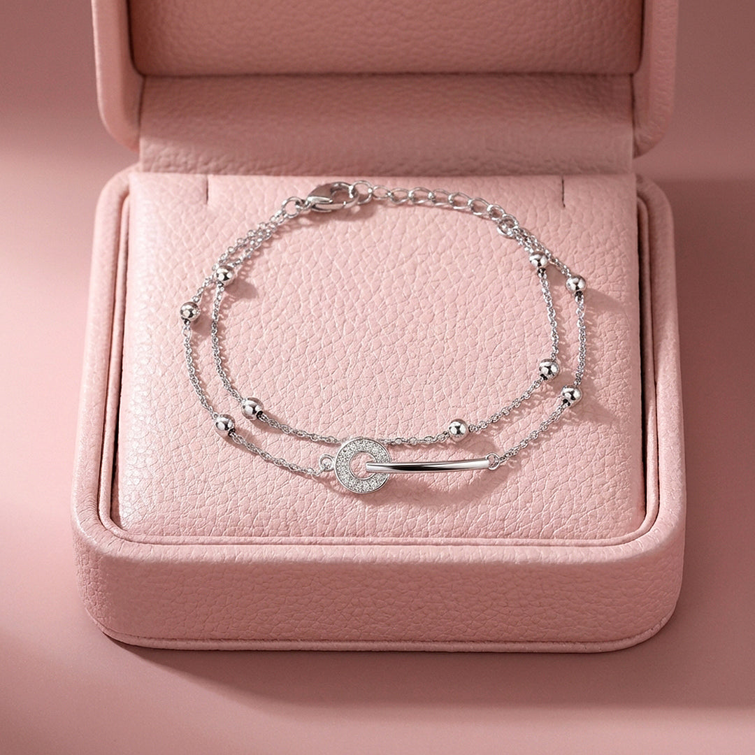 Pavé Circle Bar Double Layer Bracelet | Luxe6594