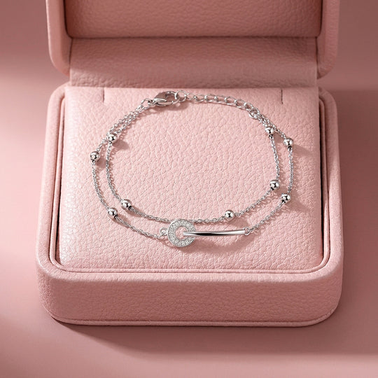 Pavé Circle Bar Double Layer Bracelet | Luxe6594
