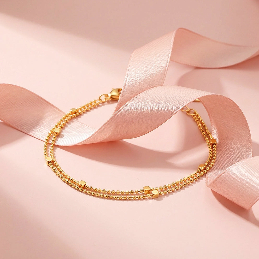 Double Layer Cube Bead Chain Bracelet | Luxe6600