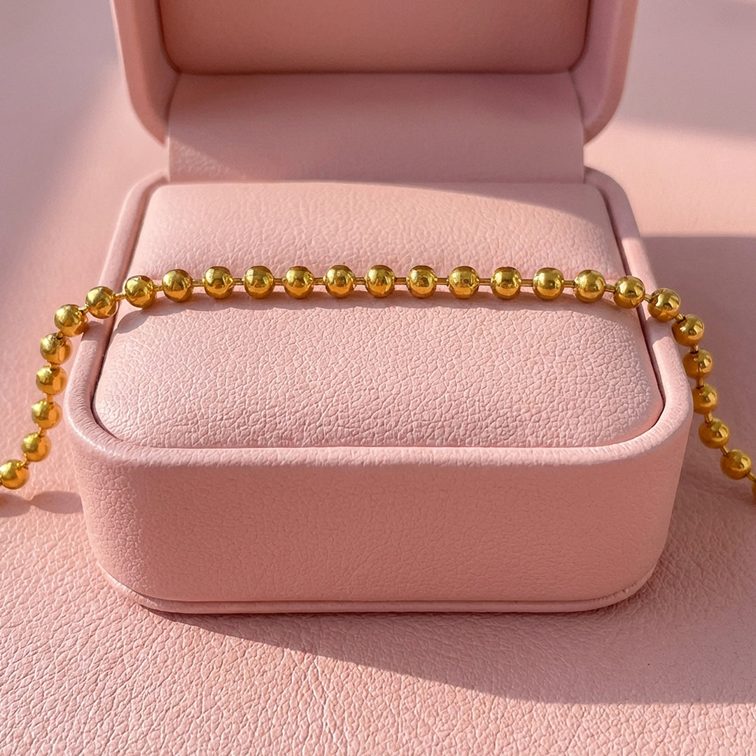 Gold Ball Beaded Chain Bracelet | Luxe6604