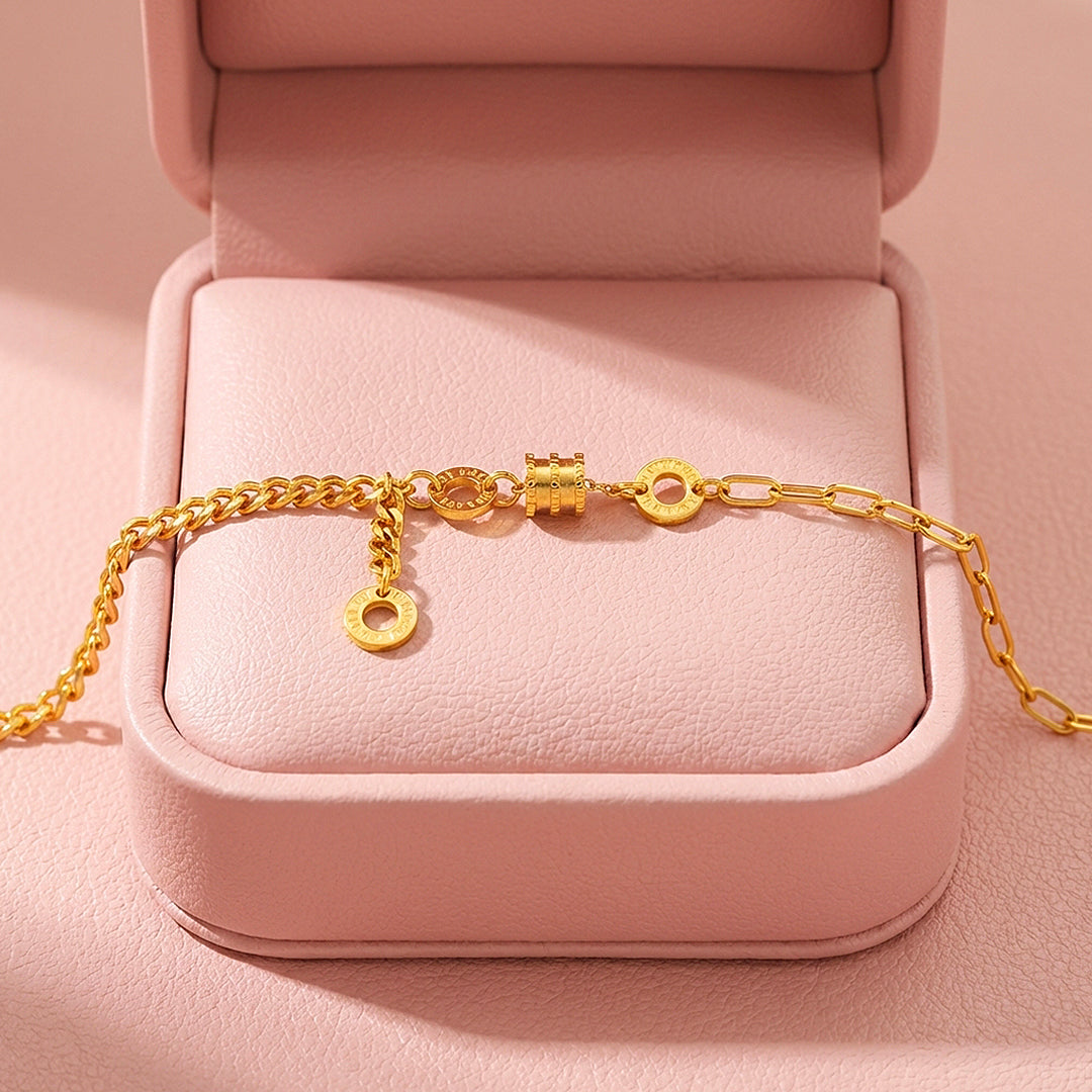 Roman Numeral Barrel Mixed Chain Bracelet | Luxe6605