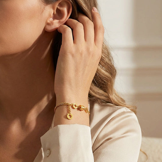 Roman Numeral Barrel Mixed Chain Bracelet | Luxe6605