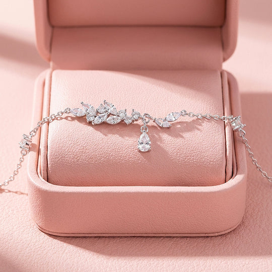Marquise Leaf &amp; Teardrop Drop Chain Bracelet | Luxe6609