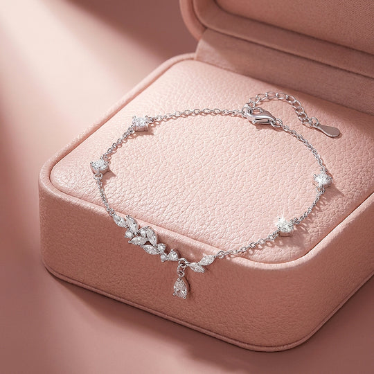 Marquise Leaf &amp; Teardrop Drop Chain Bracelet | Luxe6609