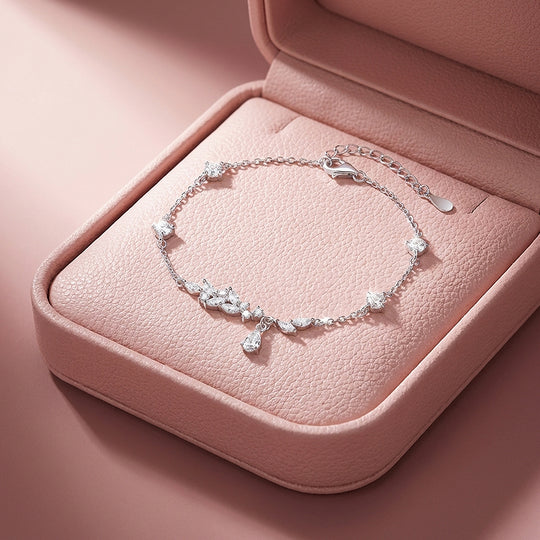 Marquise Leaf &amp; Teardrop Drop Chain Bracelet | Luxe6609