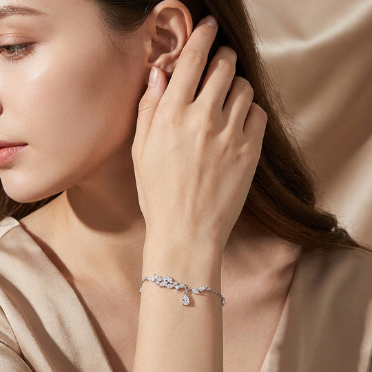 Marquise Leaf &amp; Teardrop Drop Chain Bracelet | Luxe6609