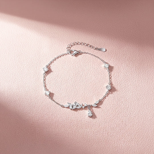 Marquise Leaf &amp; Teardrop Drop Chain Bracelet | Luxe6609