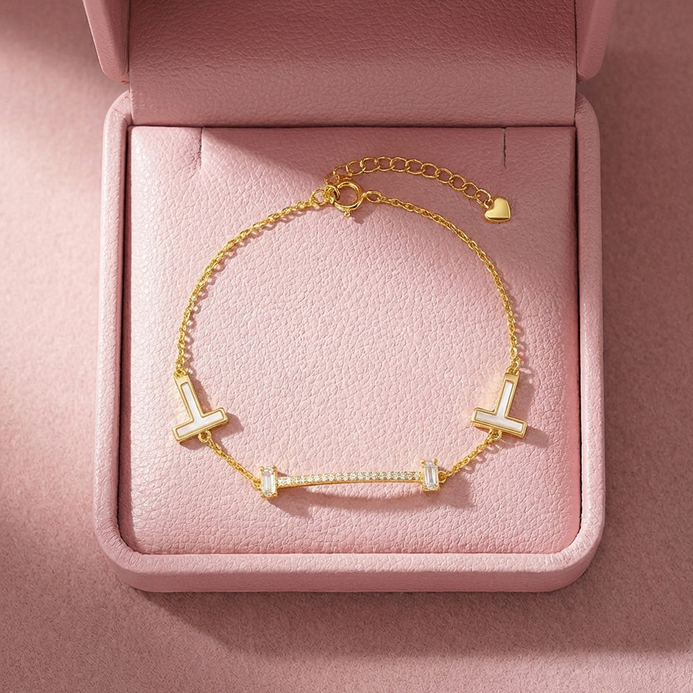 T-Bar Smile Pavé Chain Bracelet | Luxe6615