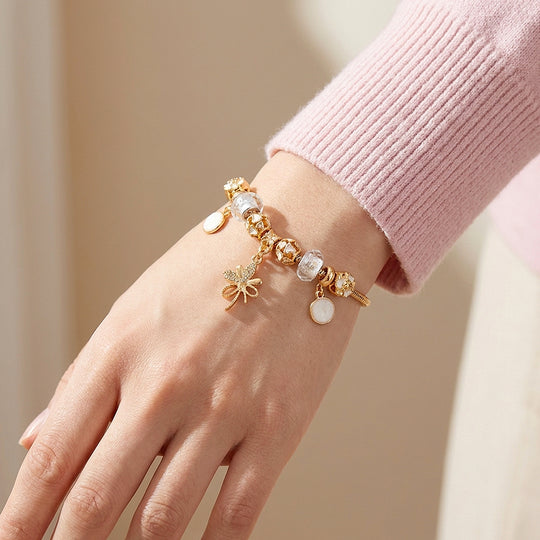 Bow Charm Bracelet | Diamond Simulant | Luxe6627