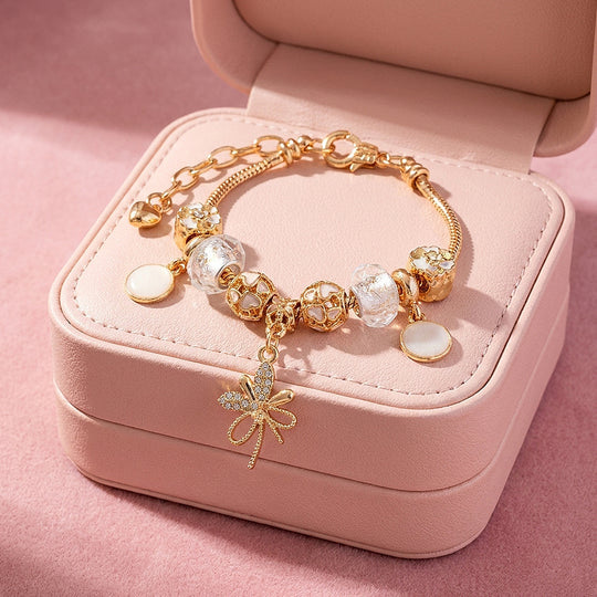 Bow Charm Bracelet | Diamond Simulant | Luxe6627