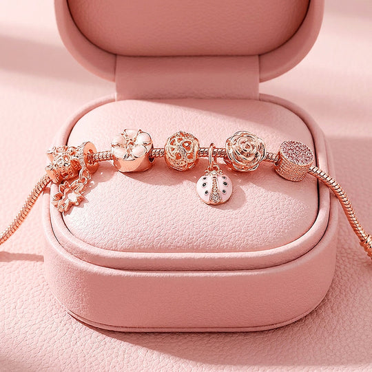 Ladybird &amp; Sakura Charm Bracelet | Diamond Simulant | Luxe6631