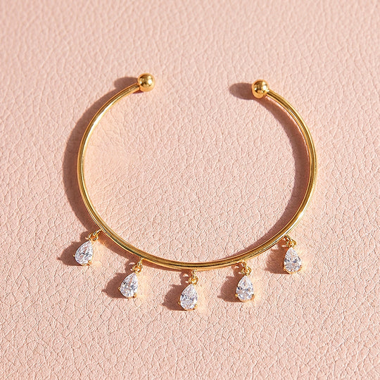 Pear Drop Fringe Bangle | Diamond Simulant | Luxe6632