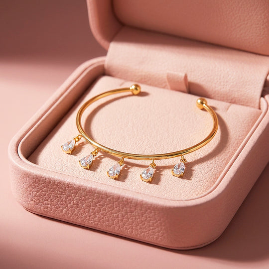 Pear Drop Fringe Bangle | Diamond Simulant | Luxe6632
