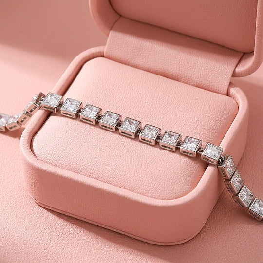 Princess-Cut Bezel Tennis Bracelet | Diamond Simulant | Luxe6638