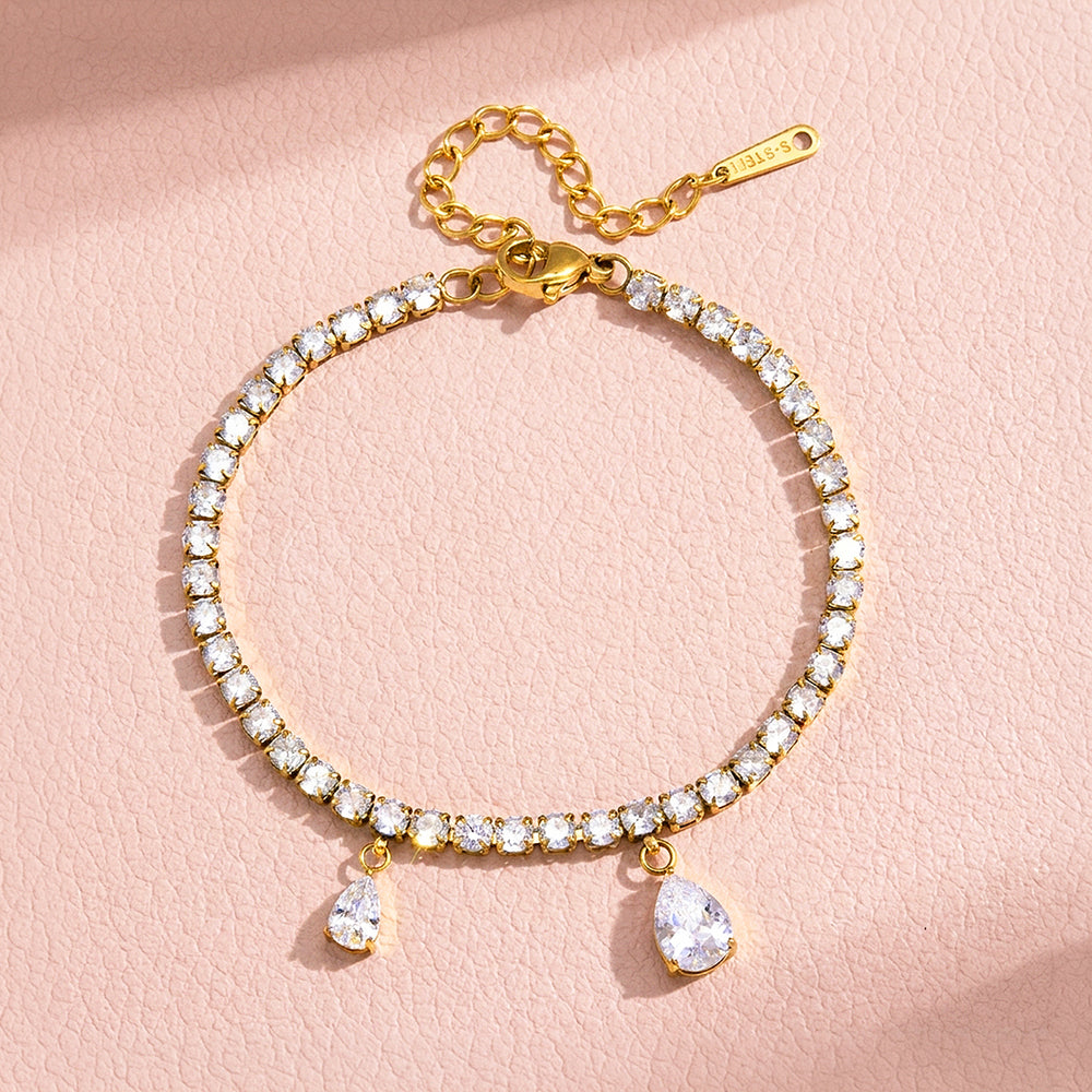 Pear Drop Tennis Bracelet | Diamond Simulant | Luxe6649
