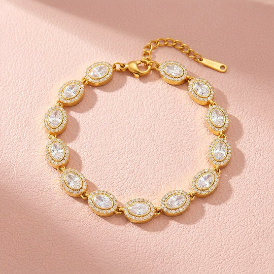 Oval Halo Tennis Bracelet | Diamond Simulant | Luxe6654
