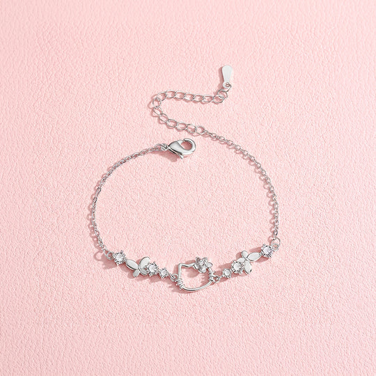 Kitty Garden Charm Bracelet | Diamond Simulant | Luxe6657