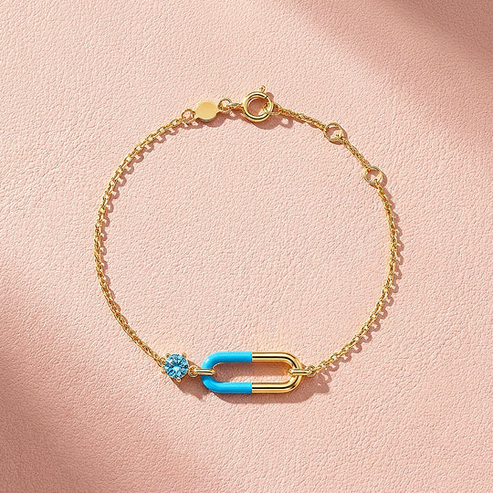 Enamel Paperclip Bracelet | Diamond Simulant | Luxe6661