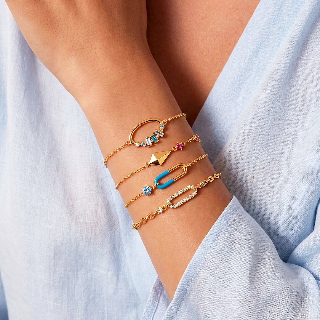 Enamel Paperclip Bracelet | Diamond Simulant | Luxe6661