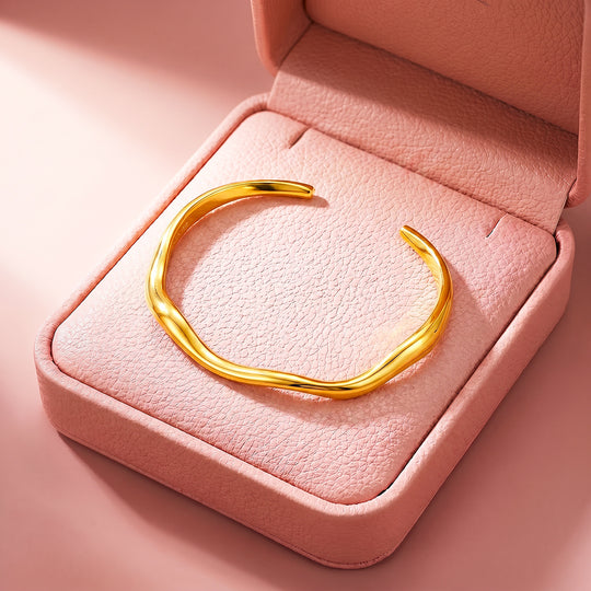 Fluid Wave Gold Cuff Bangle | Luxe6664