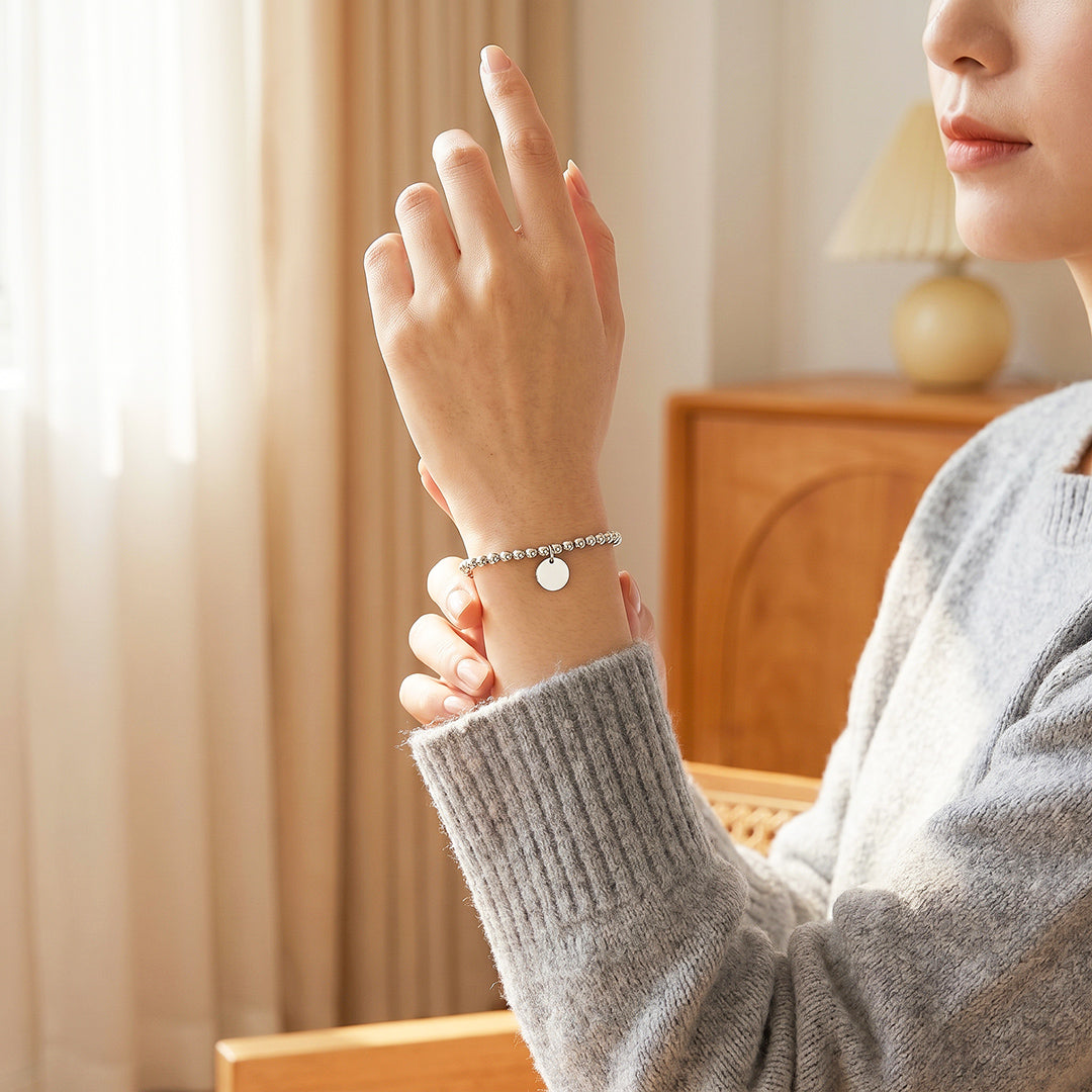 Gold Ball Bead Adjustable Bracelet with Coin Charm | Gold Plated | Luxe6682