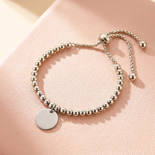 Gold Ball Bead Adjustable Bracelet with Coin Charm | Gold Plated | Luxe6682