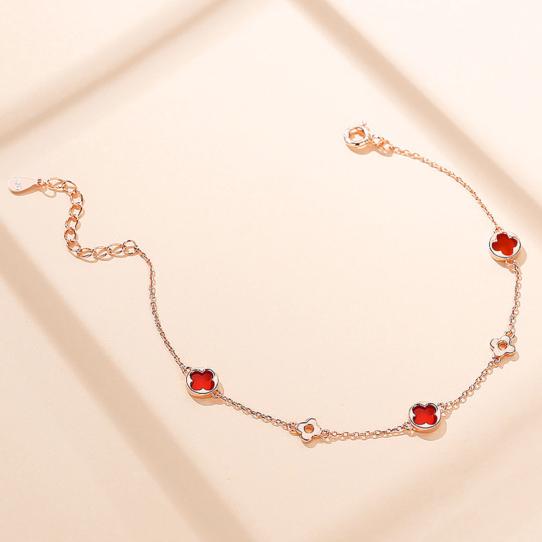 Red Clover Chain Bracelet | 925 Sterling Silver | Luxe6686