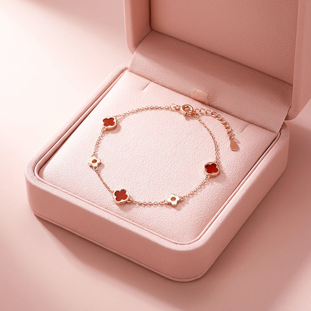 Red Clover Chain Bracelet | Luxe6686
