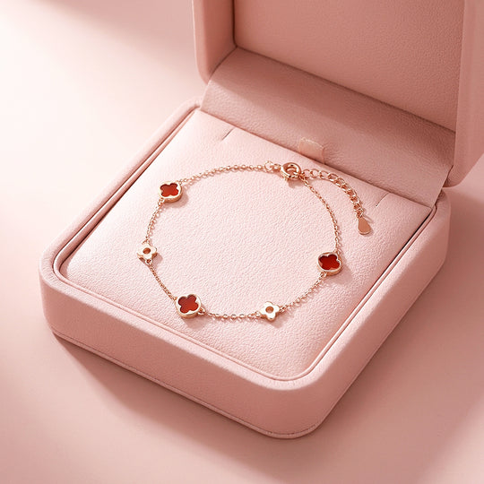 Red Clover Chain Bracelet | 925 Sterling Silver | Luxe6686