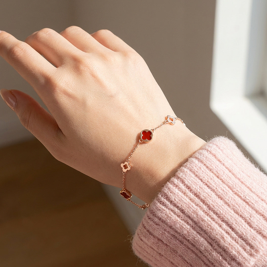 Red Clover Chain Bracelet | 925 Sterling Silver | Luxe6686