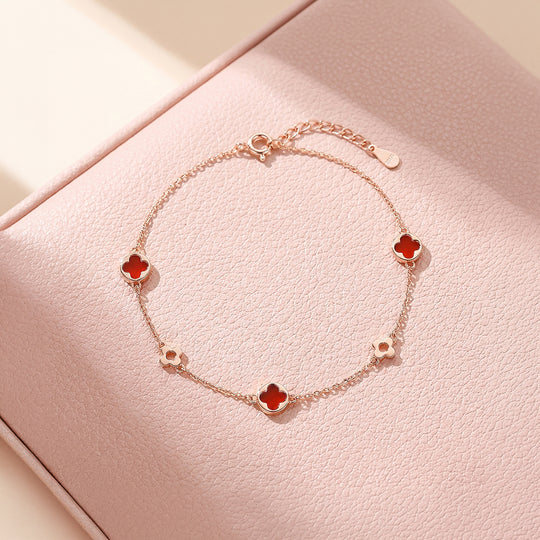 Red Clover Chain Bracelet | 925 Sterling Silver | Luxe6686