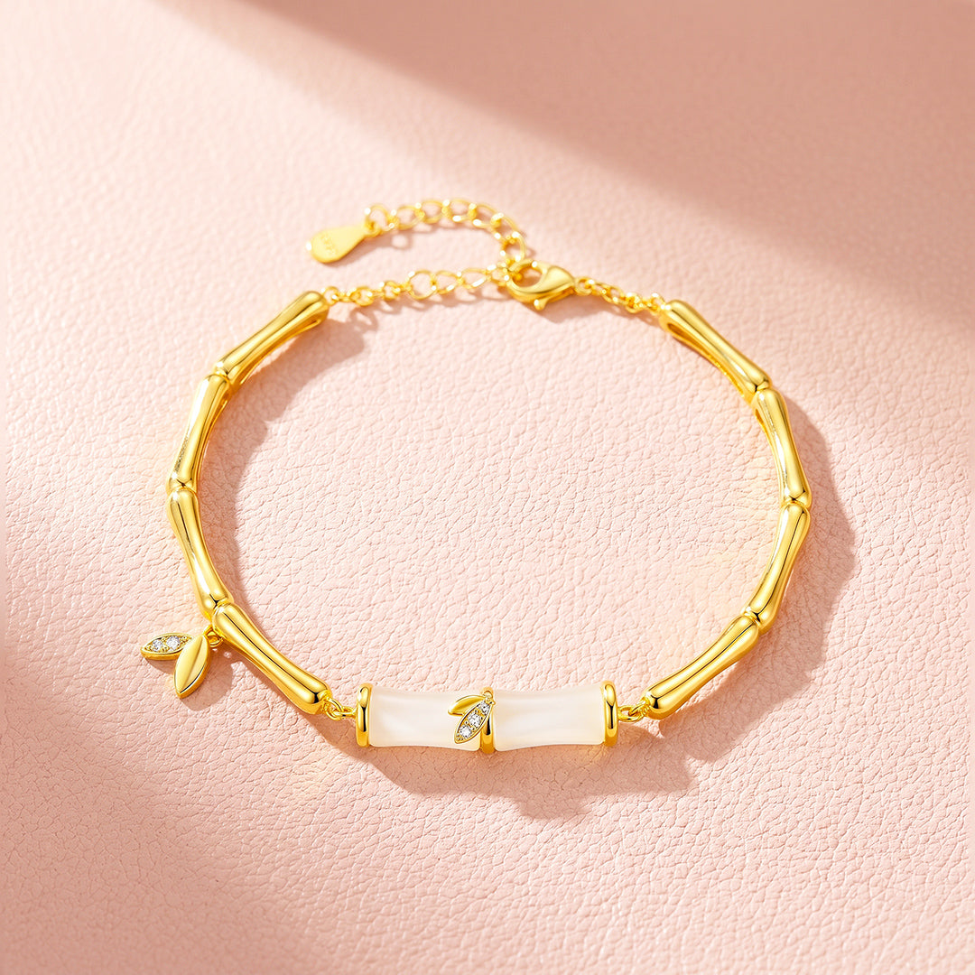 Bamboo &amp; White Stone Bracelet | Luxe6688