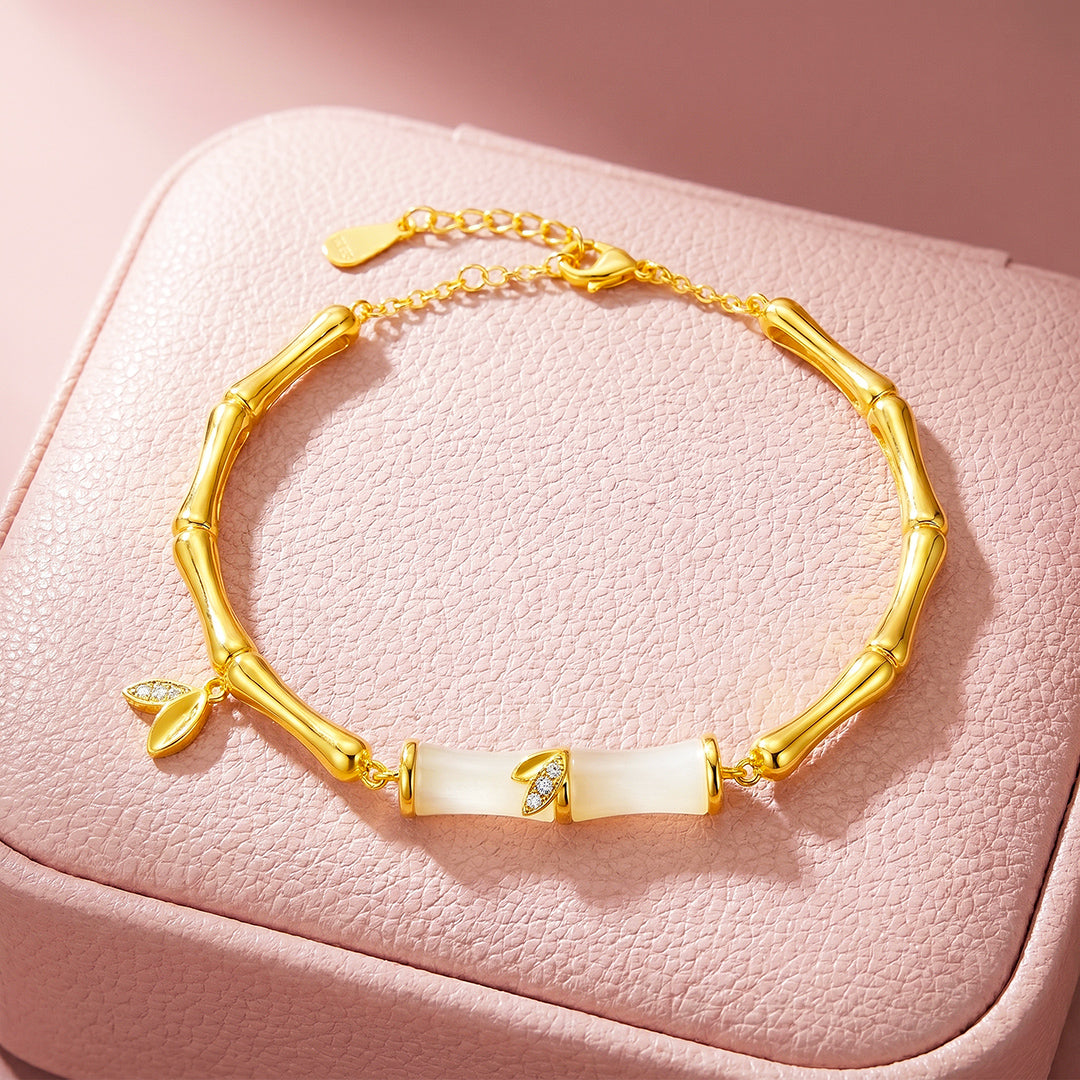 Bamboo &amp; White Stone Bracelet | Luxe6688