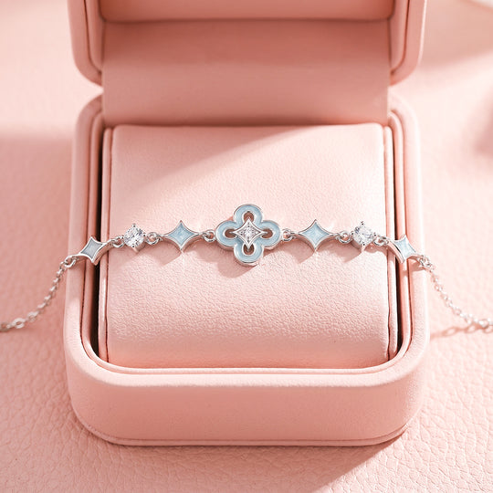 Star Flower Bracelet | Sky Green Enamel &amp; Diamond Simulant | Luxe6693