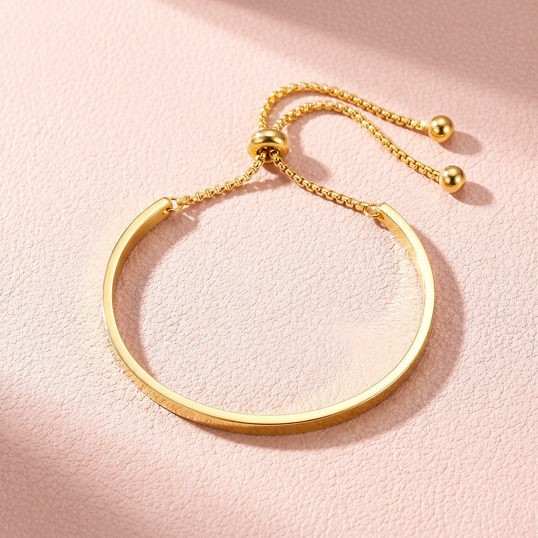 Adjustable Flat Cuff Bangle Bracelet | Stainless Steel | Luxe6694